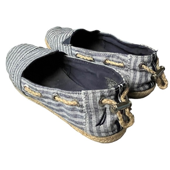Nautica Rudder Blue Striped Canvas Slip-On Espadrille Flats Women's Size 6 Shoes - Picture 6 of 9